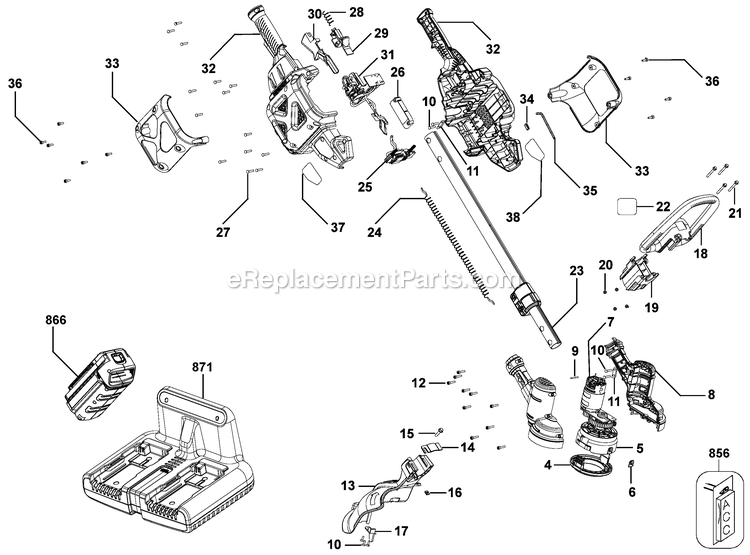 Black and Decker NST2036 (Type 1) 36v String Trimmer Power Tool Page A Diagram